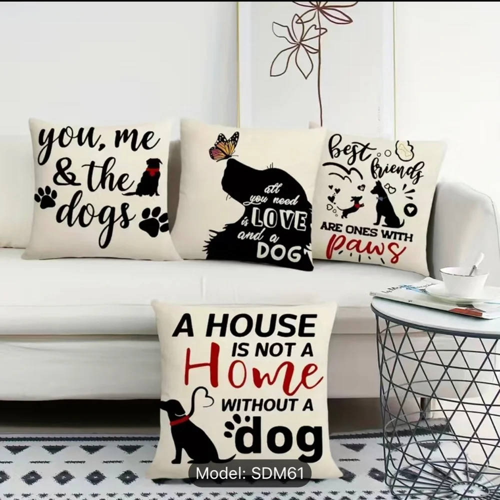 4pcs Christmas Dog Throw Pillows, inserts NOT included- 17.7x17.7 Inch B7